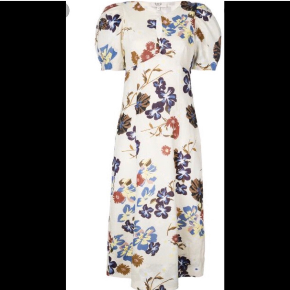 SEA New York Margherite  floral midi dress 0